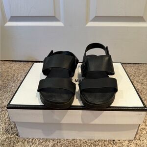 Minimalist Black Double Strap Sandals